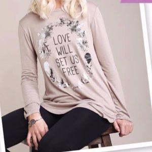Love Will Set Us Free Long Sleeved T-shirt, NWOT